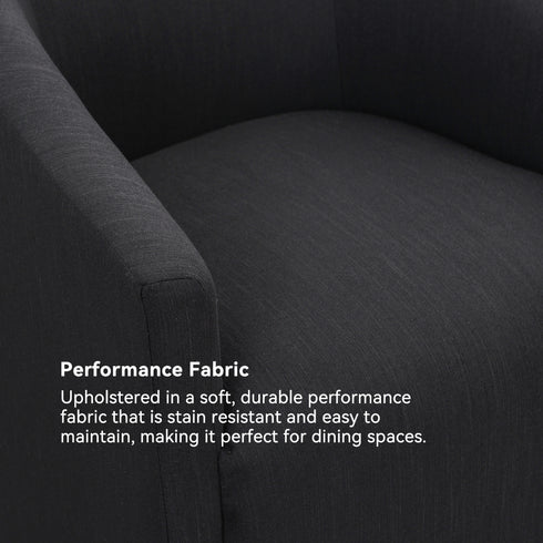 Rafa Performance Dining Chair with Casters – Padded Dining Chair with Arms | Chairs for Formal Dining Room | Kinwell Furniture | Soft Performance Fabric